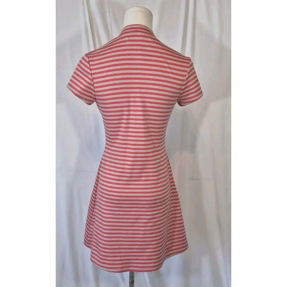 Free People Beach On The Line Mock Neck Pink Gray Striped Mini Dress XS